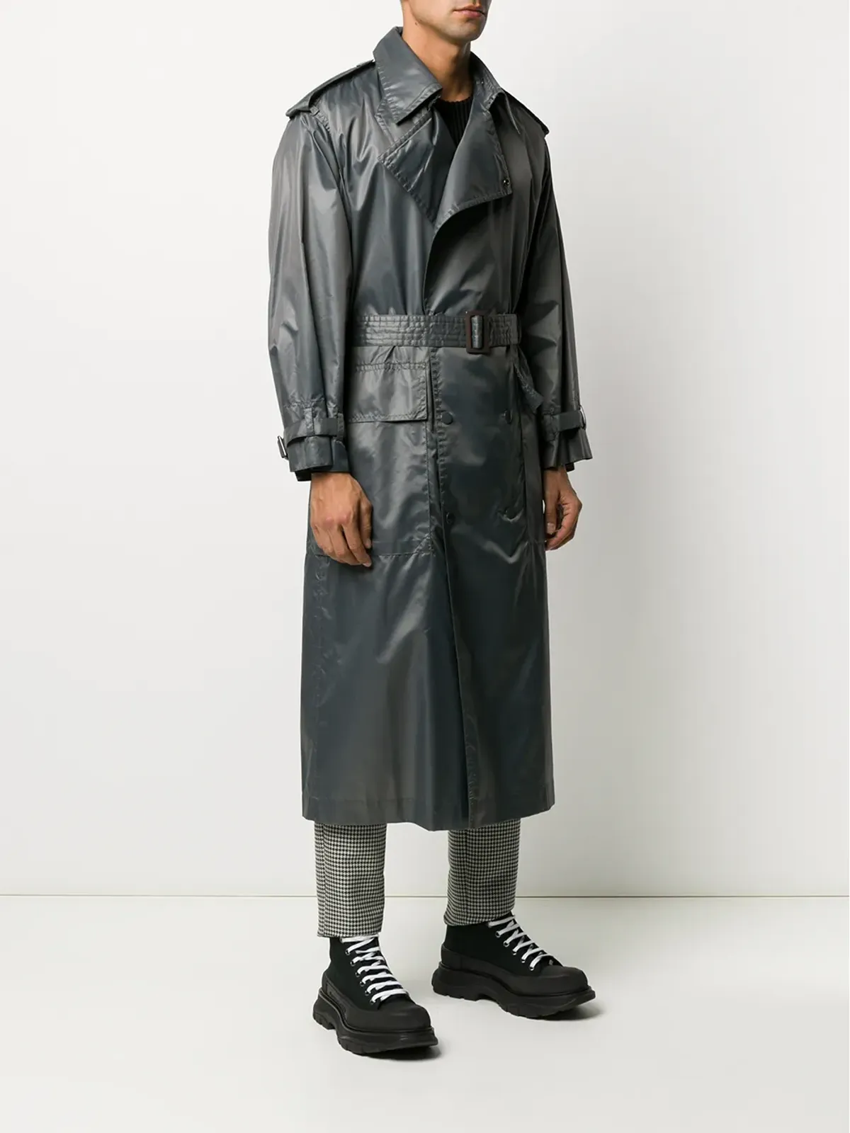 Issey Miyake Pre-Owned 1970's double breasted trench coat - Grey - 画像3