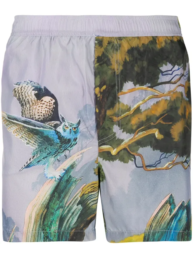 Valentino Garavani Valentino Garavani Floating Islandプリント スイムショーツ グレーの商品画像