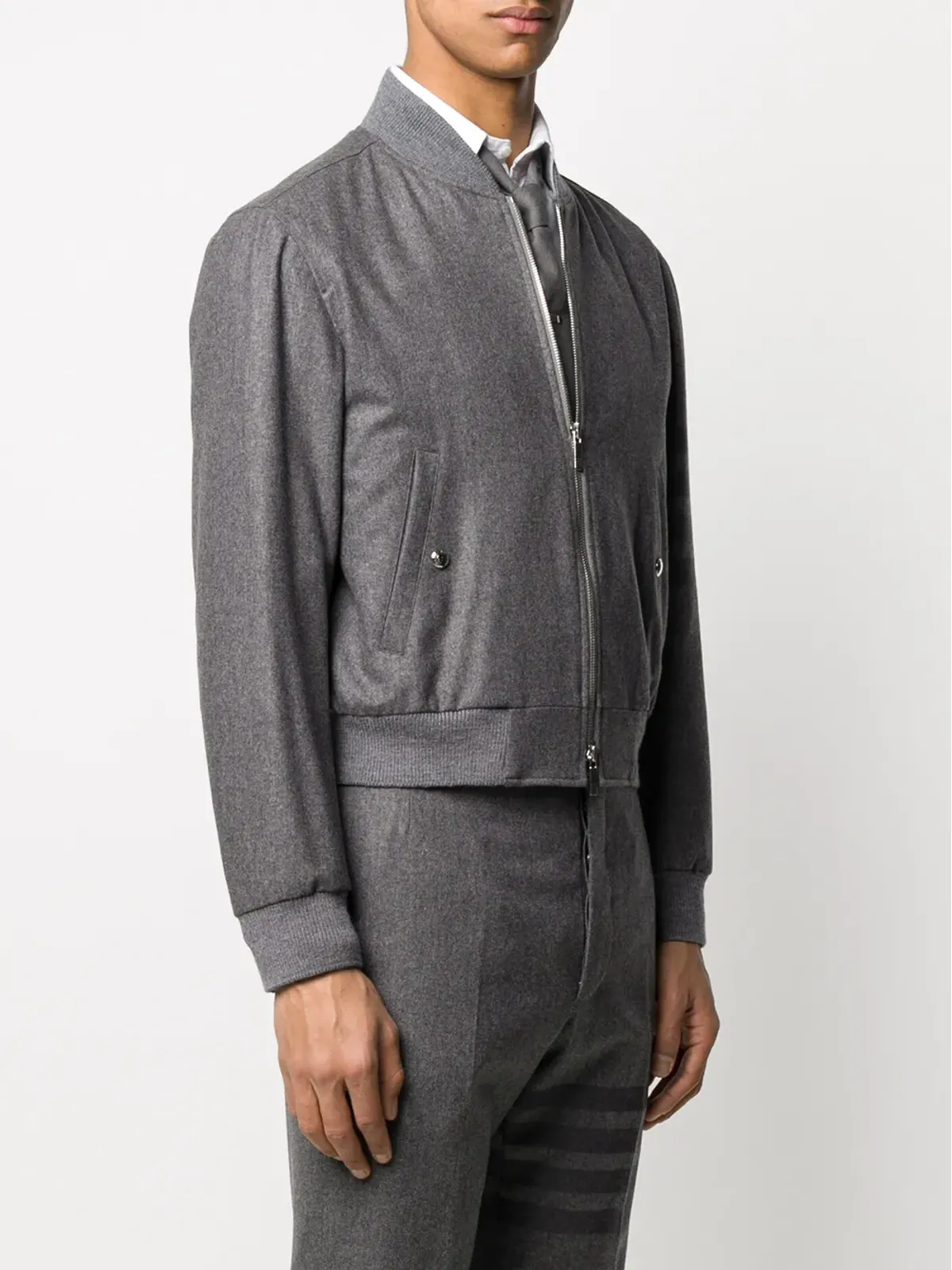 Thom Browne 4-Bar フランネル ブルゾンジャケット - グレー - 画像3