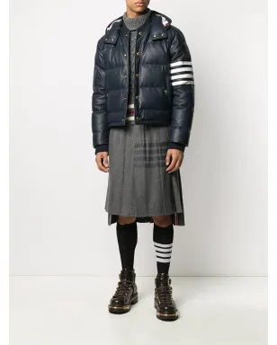 Thom Browne 膝丈プリーツ4バー柄ストライプスカート - グレー - サムネイル2