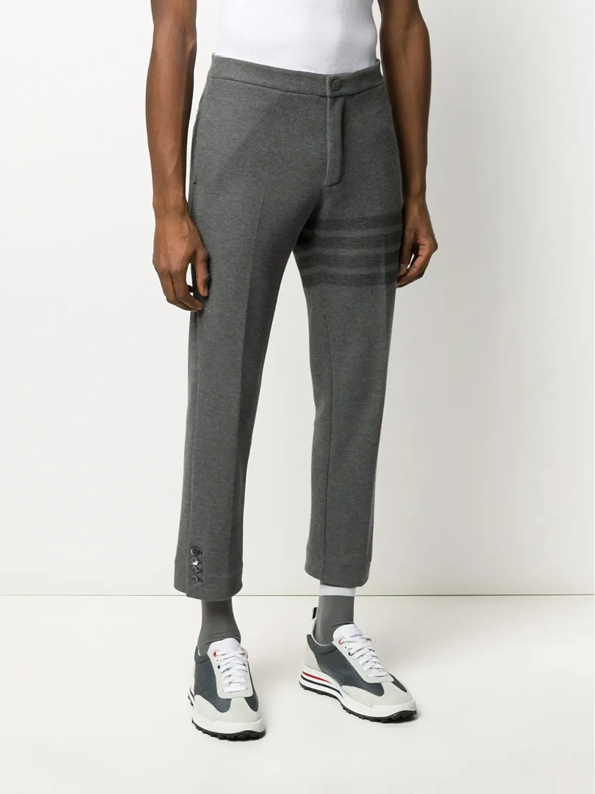 Thom Browne 4-Bar スリムフィット トーン・オン・トーン トラウザーズ - 画像3
