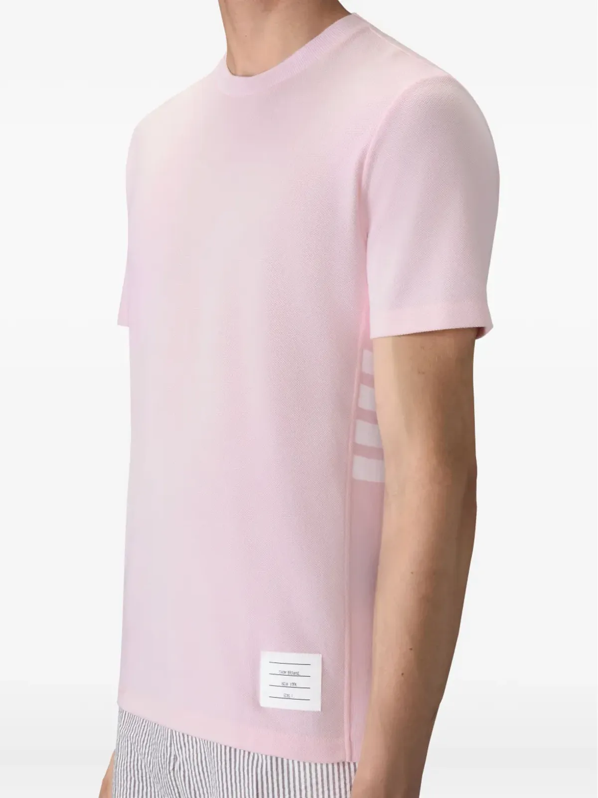 Thom Browne クラシック ピケ リブ カフ RWB Tシャツ - 画像4