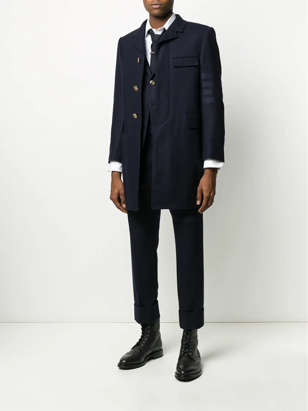 Thom Browne トーン4バー フランネル トラウザー ブルー - 画像2