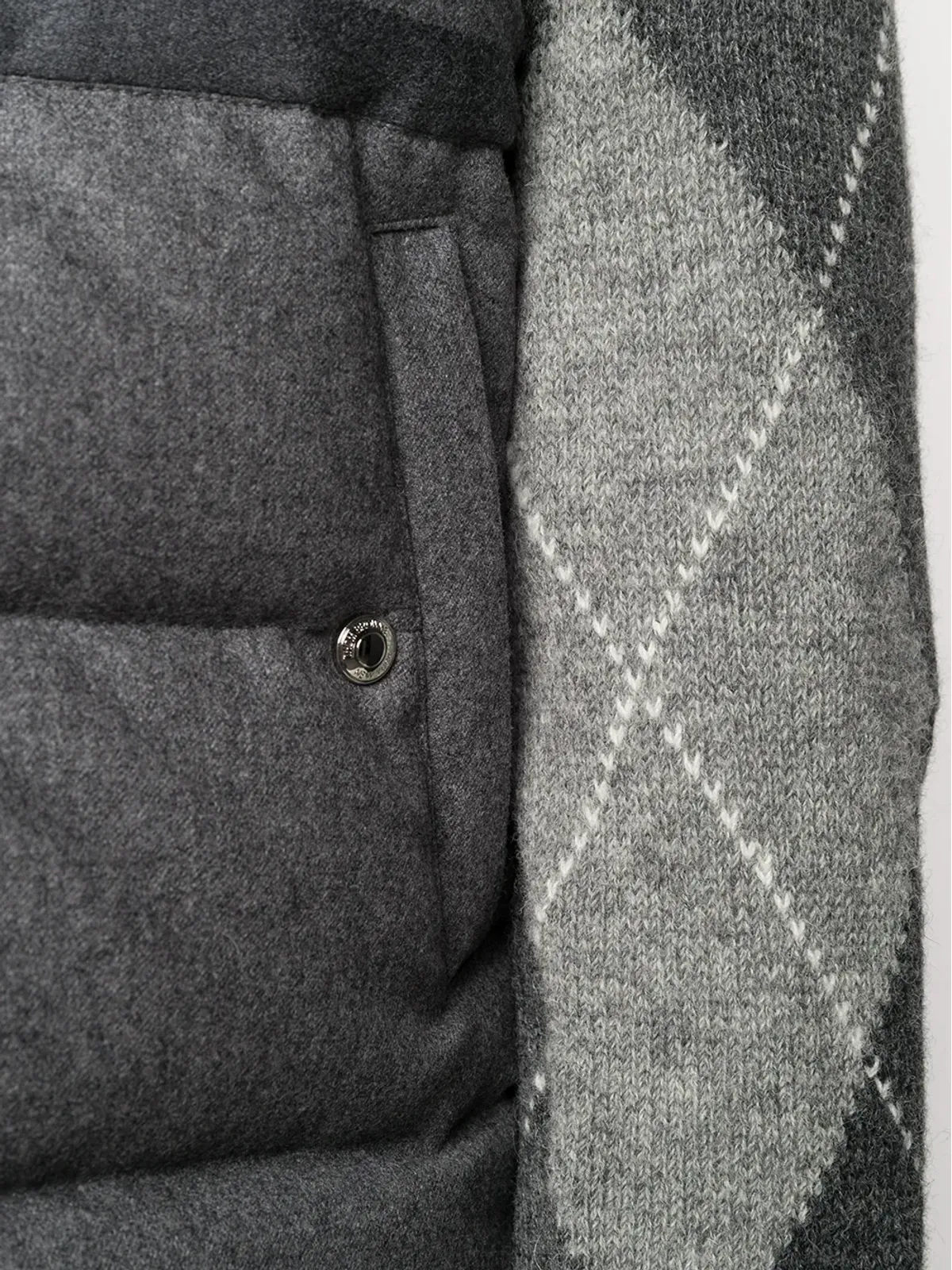 Thom Browne 4-bar ダウン入りフランネルジレ グレー - 画像5
