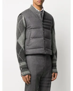 Thom Browne 4-bar ダウン入りフランネルジレ グレー - サムネイル3