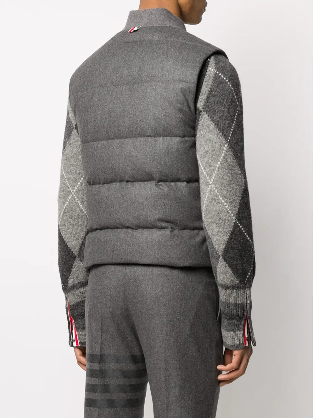 Thom Browne 4-bar ダウン入りフランネルジレ グレー - 画像4