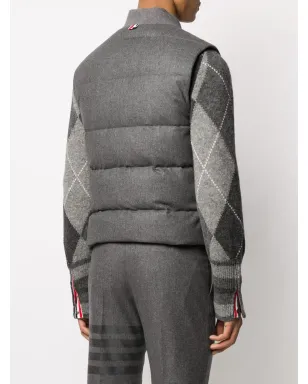 Thom Browne 4-bar ダウン入りフランネルジレ グレー - サムネイル4