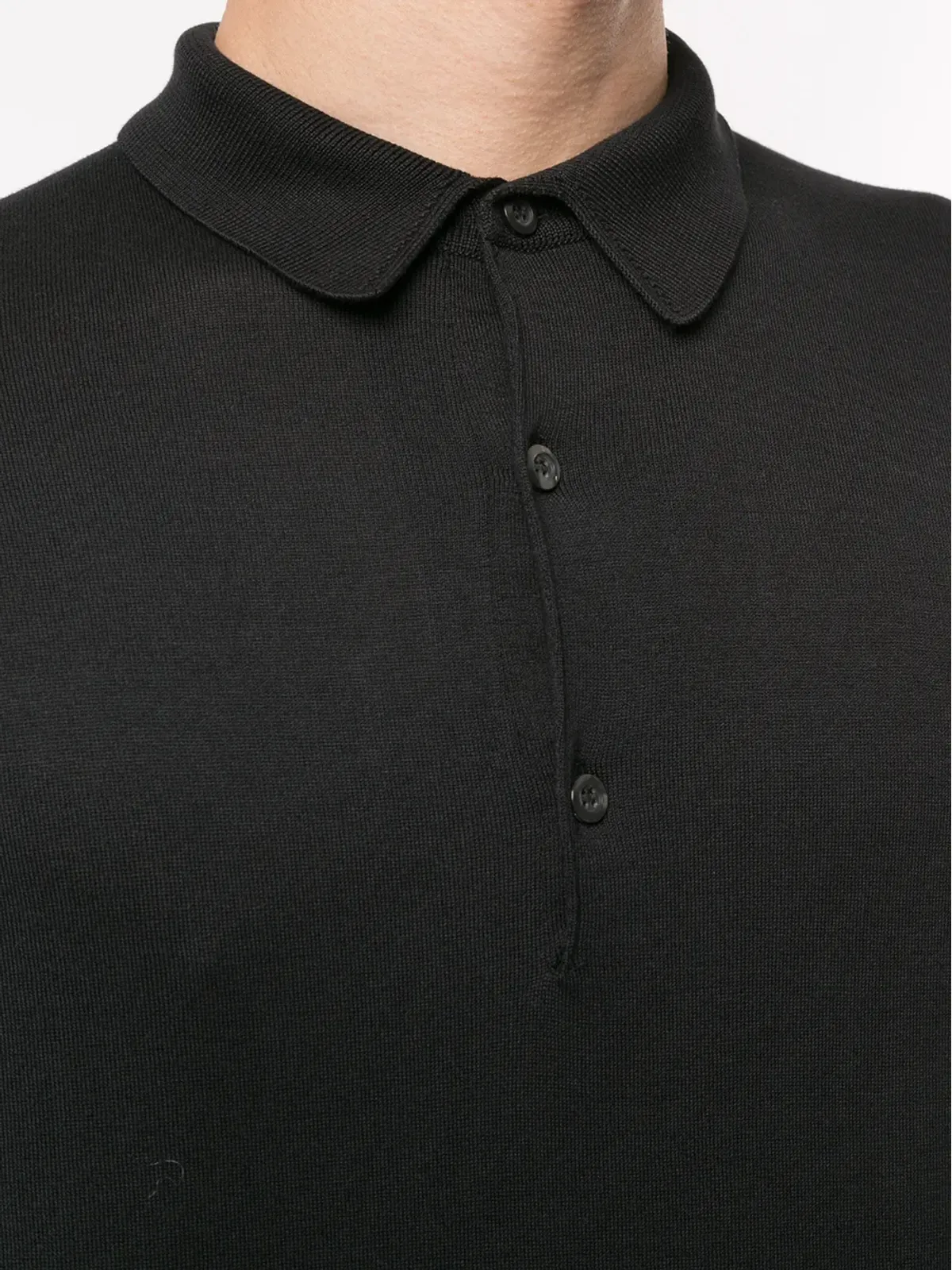 John Smedley ロングスリーブポロシャツ ブラック - 画像5