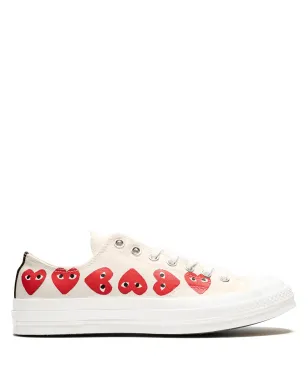 Comme Des Garçons Play x Converse Chuck 70 Ox マルチハーツホワイト スニーカー - サムネイル1