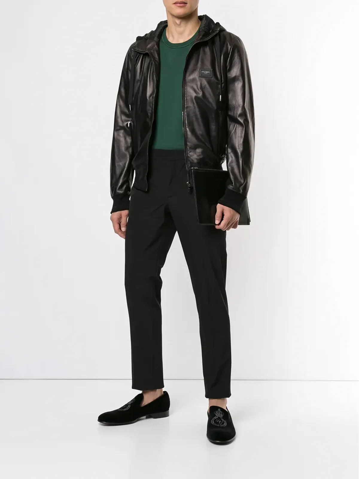 Dolce & Gabbana ロゴタグ付きレザージャケット - 画像2