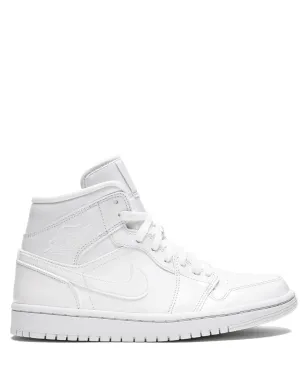 Jordan エアジョーダン 1 ミッド トリプルホワイト パテントレザー スニーカー - サムネイル1