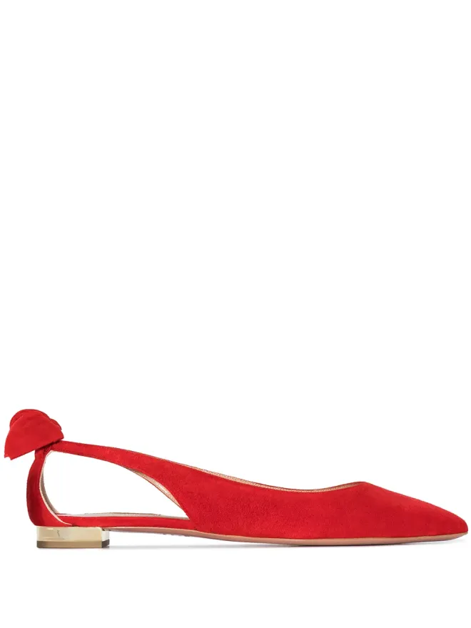 Aquazzura Aquazzura ボウタイ付きスエード バレリーナ - レッドの商品画像