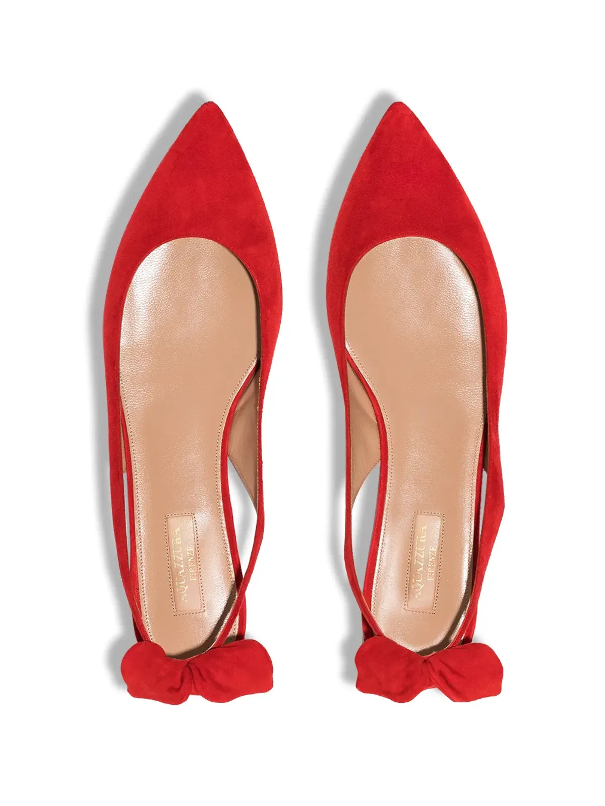 Aquazzura ボウタイ付きスエード バレリーナ - レッド - 画像3
