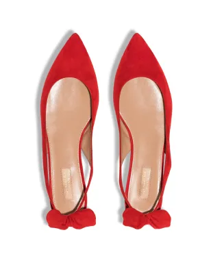 Aquazzura ボウタイ付きスエード バレリーナ - レッド - サムネイル3