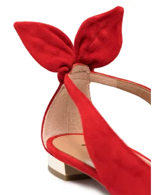Aquazzura ボウタイ付きスエード バレリーナ - レッド - サムネイル4