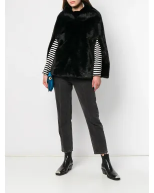 Junya Watanabe Comme des Garçons Pre-Owned フェイクファー付きオーバーヘッドケープ（ブラック） - サムネイル2
