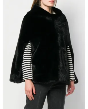 Junya Watanabe Comme des Garçons Pre-Owned フェイクファー付きオーバーヘッドケープ（ブラック） - サムネイル3