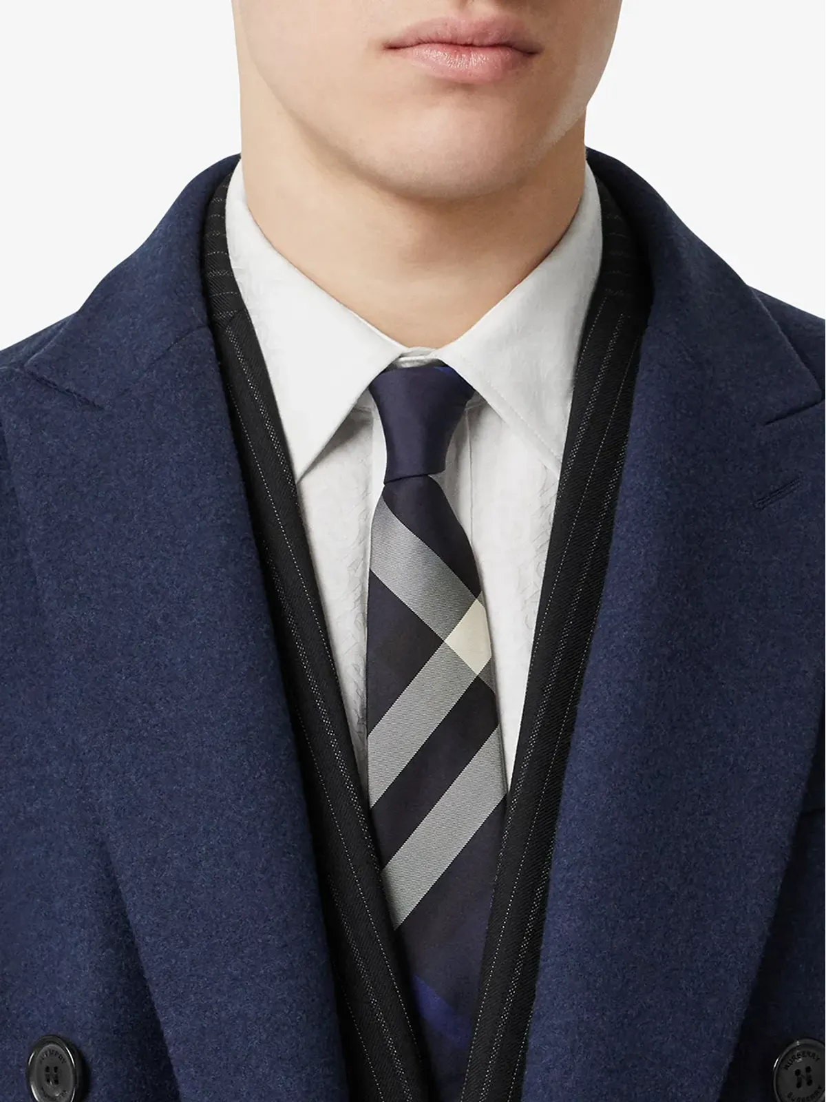Burberry クラシックカット チェックタイ ブルー - 画像3