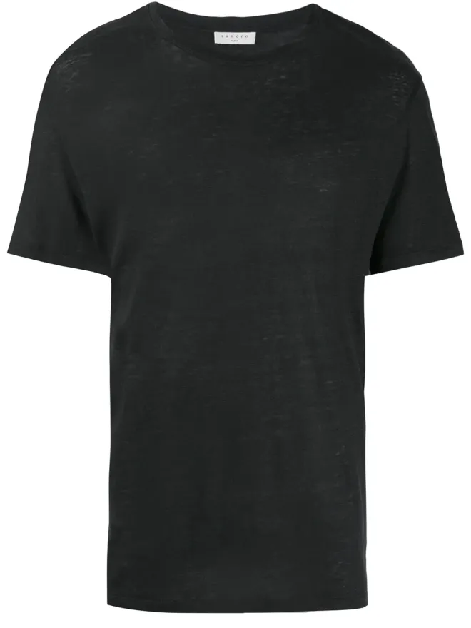 SANDRO SANDRO ラウンドネックリネンTシャツ（ブラック）の商品画像