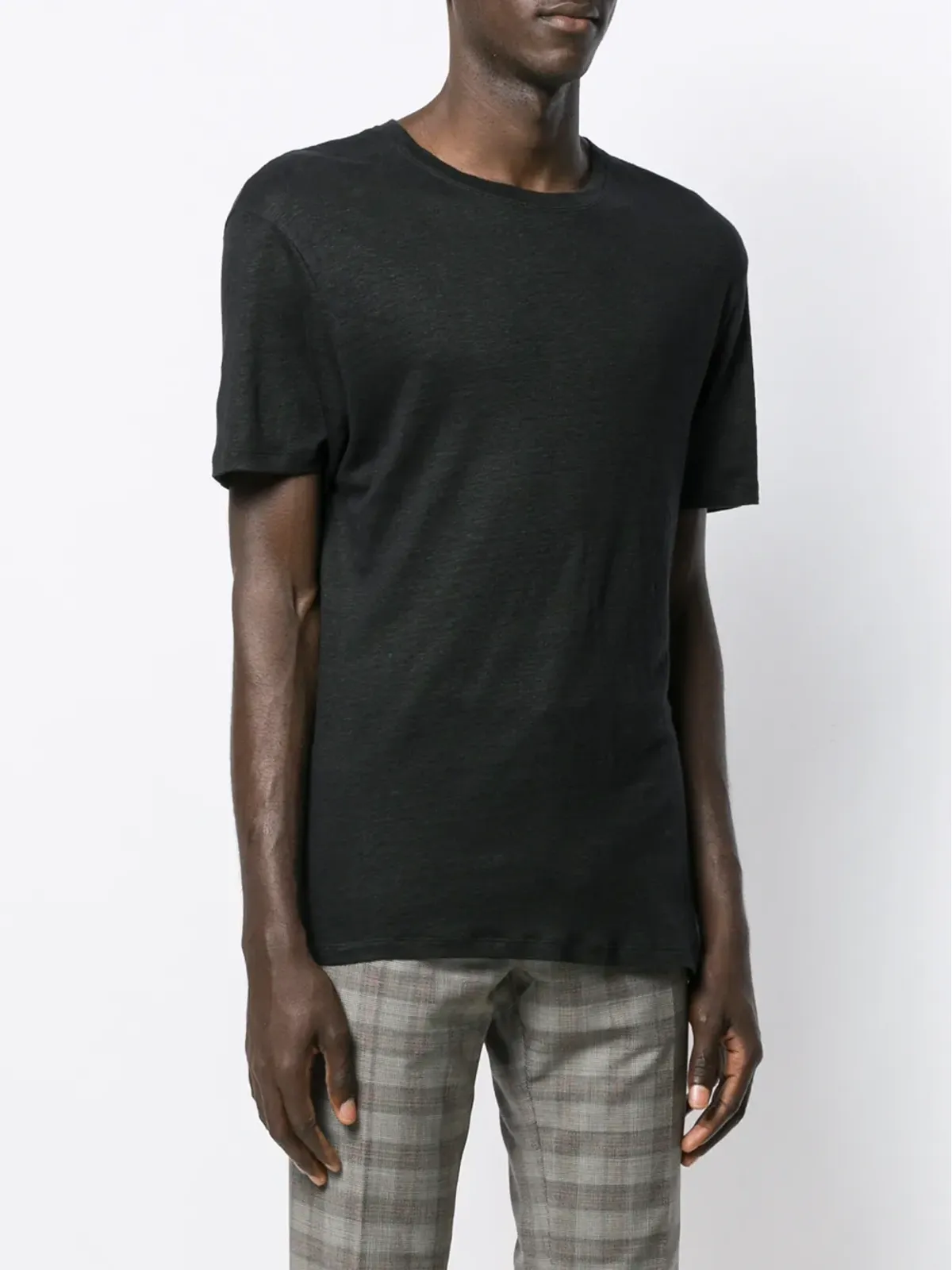 SANDRO ラウンドネックリネンTシャツ（ブラック） - 画像5