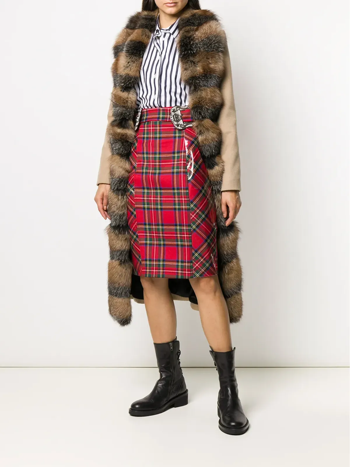 Philipp Plein タータンチェック柄ペンシルスカート - 画像2