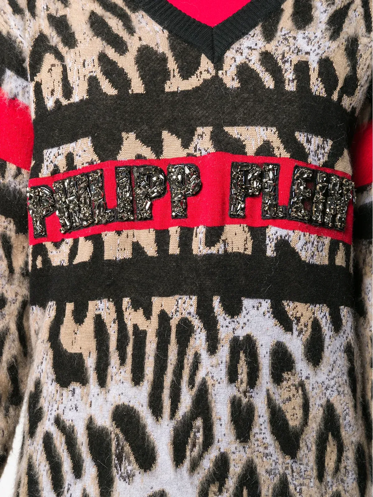 Philipp Plein V-neck leopard top - Black - 画像5