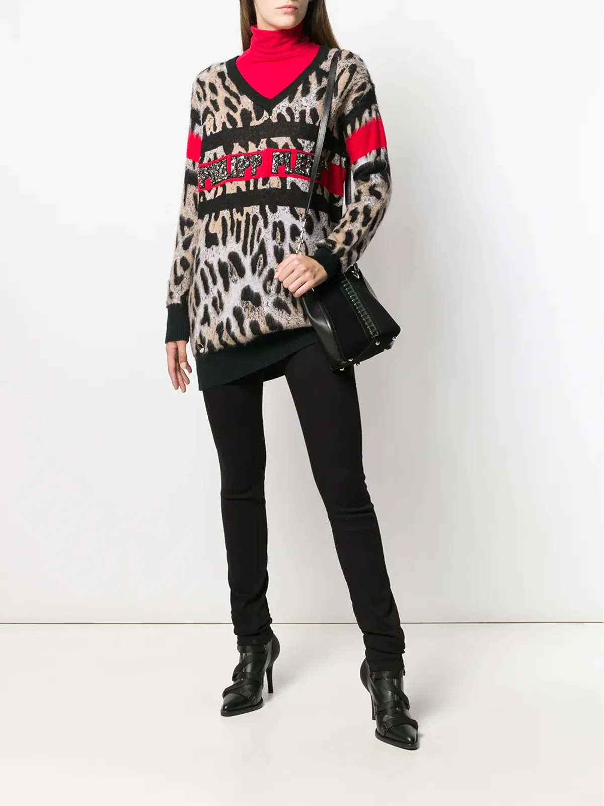 Philipp Plein V-neck leopard top - Black - 画像2