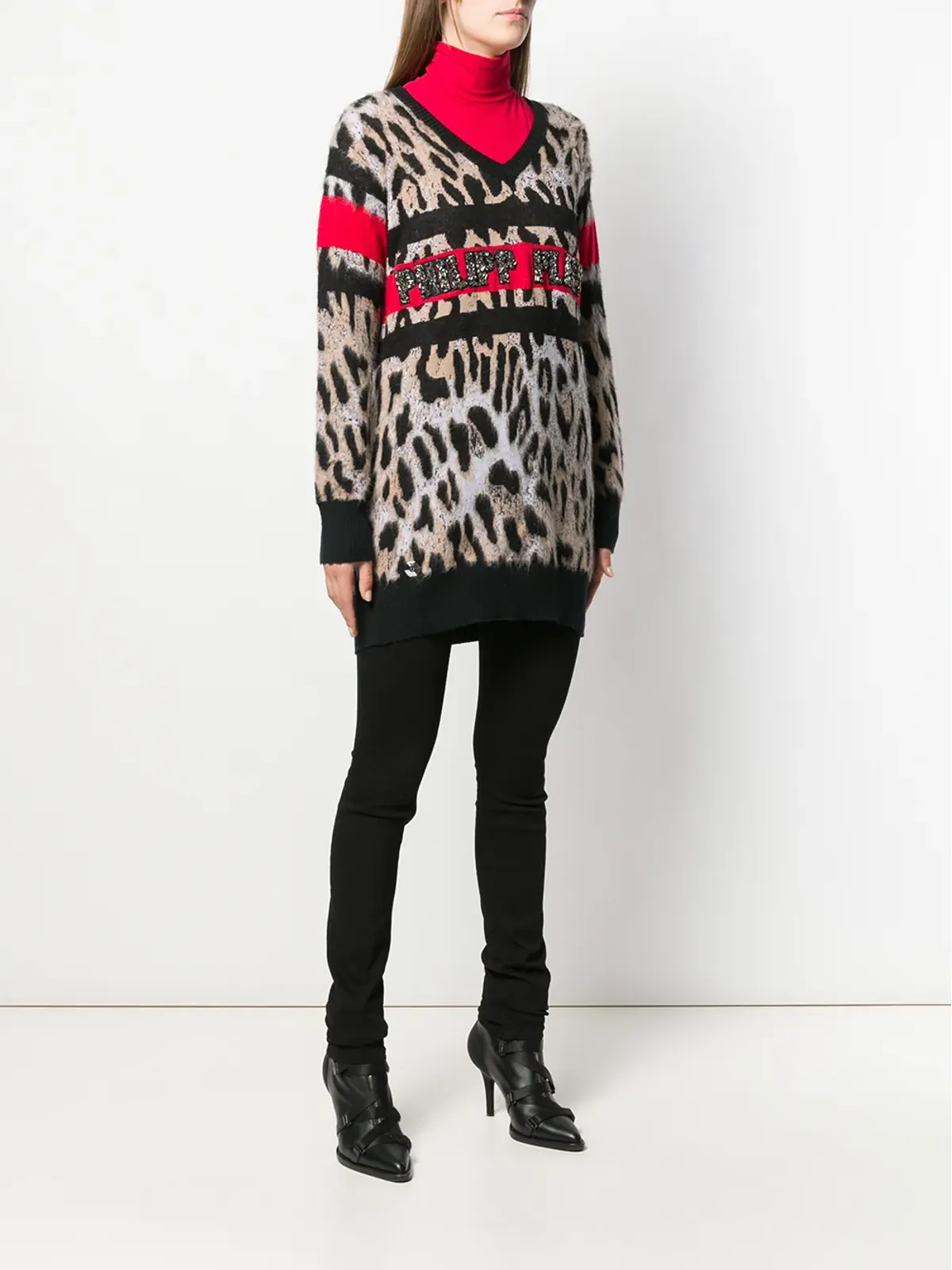 Philipp Plein V-neck leopard top - Black - 画像3