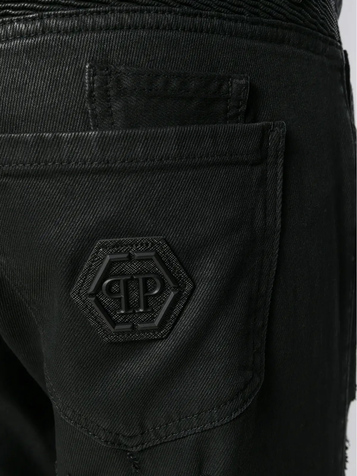 Philipp Plein フィットしたバイカージーンズ - 画像5