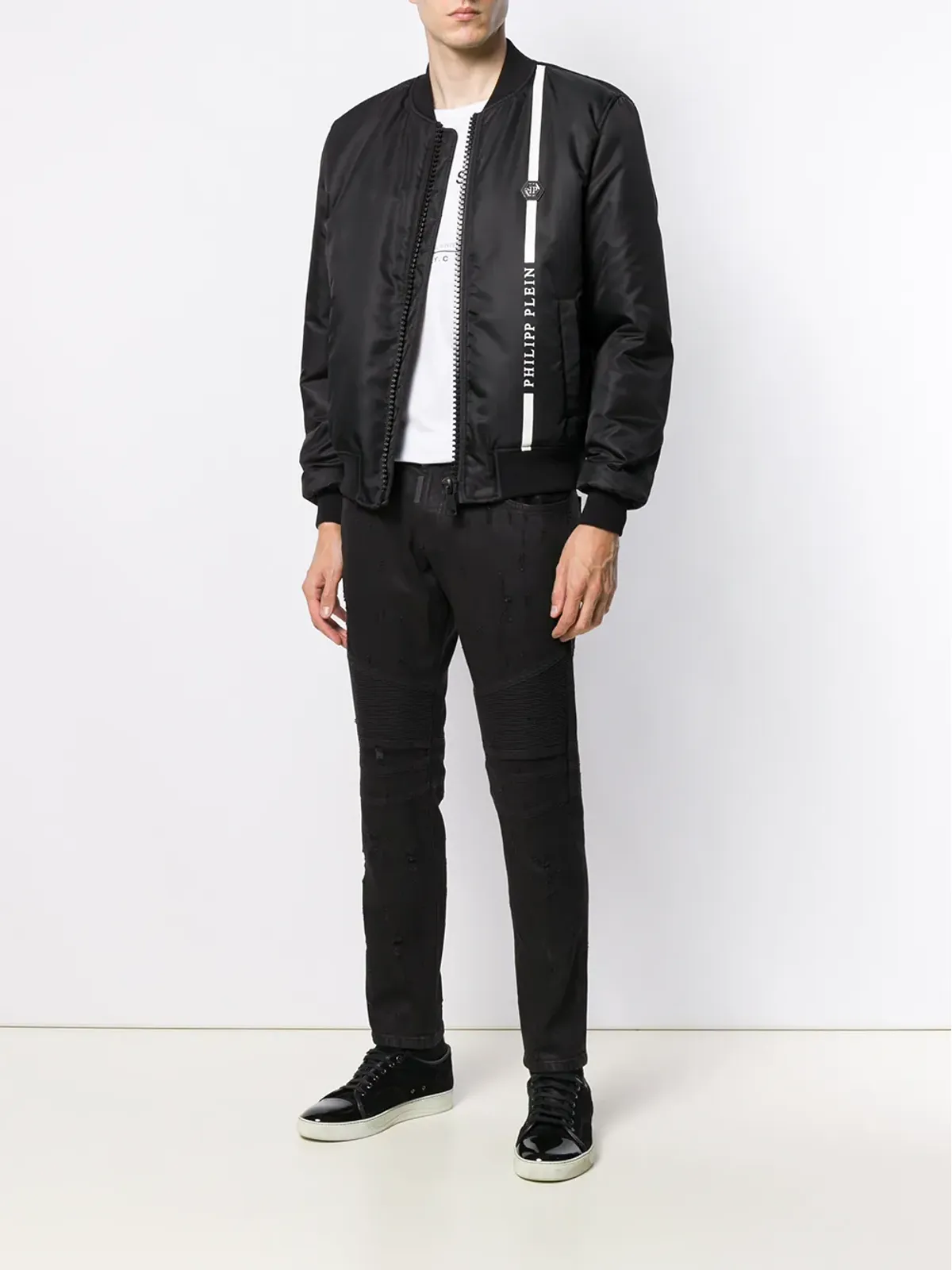 Philipp Plein フィットしたバイカージーンズ - 画像2
