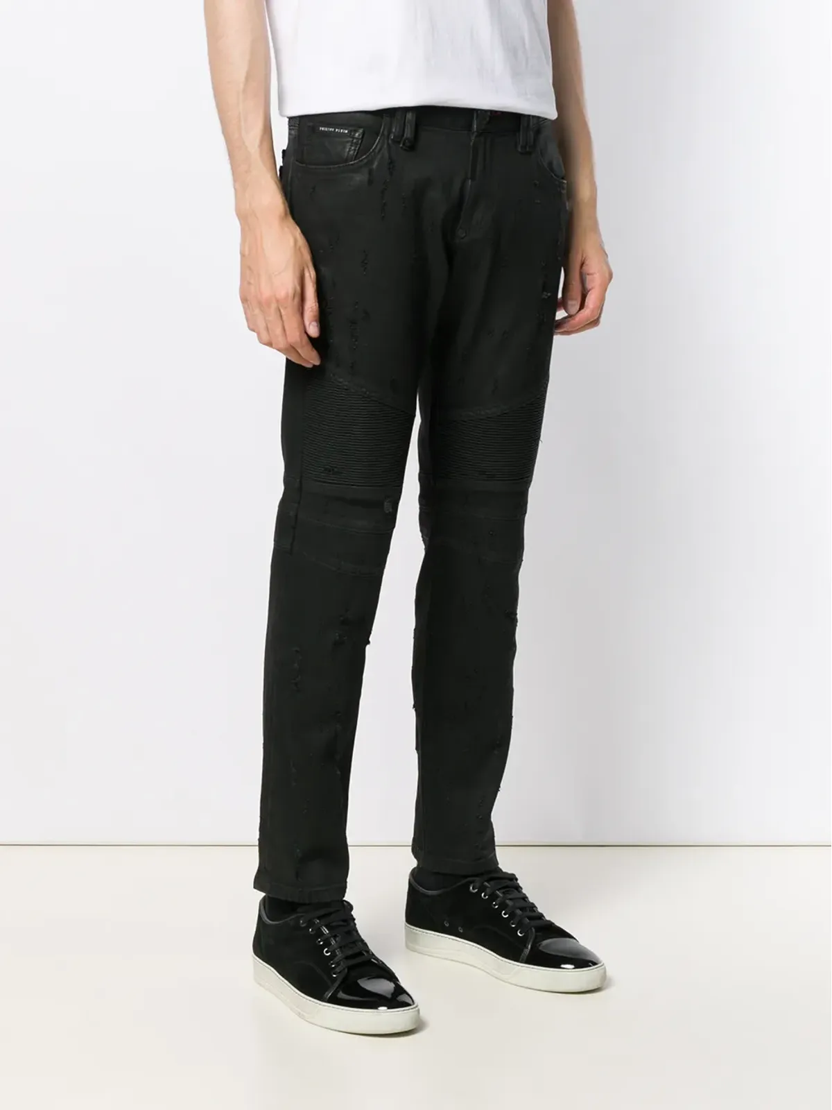 Philipp Plein フィットしたバイカージーンズ - 画像3