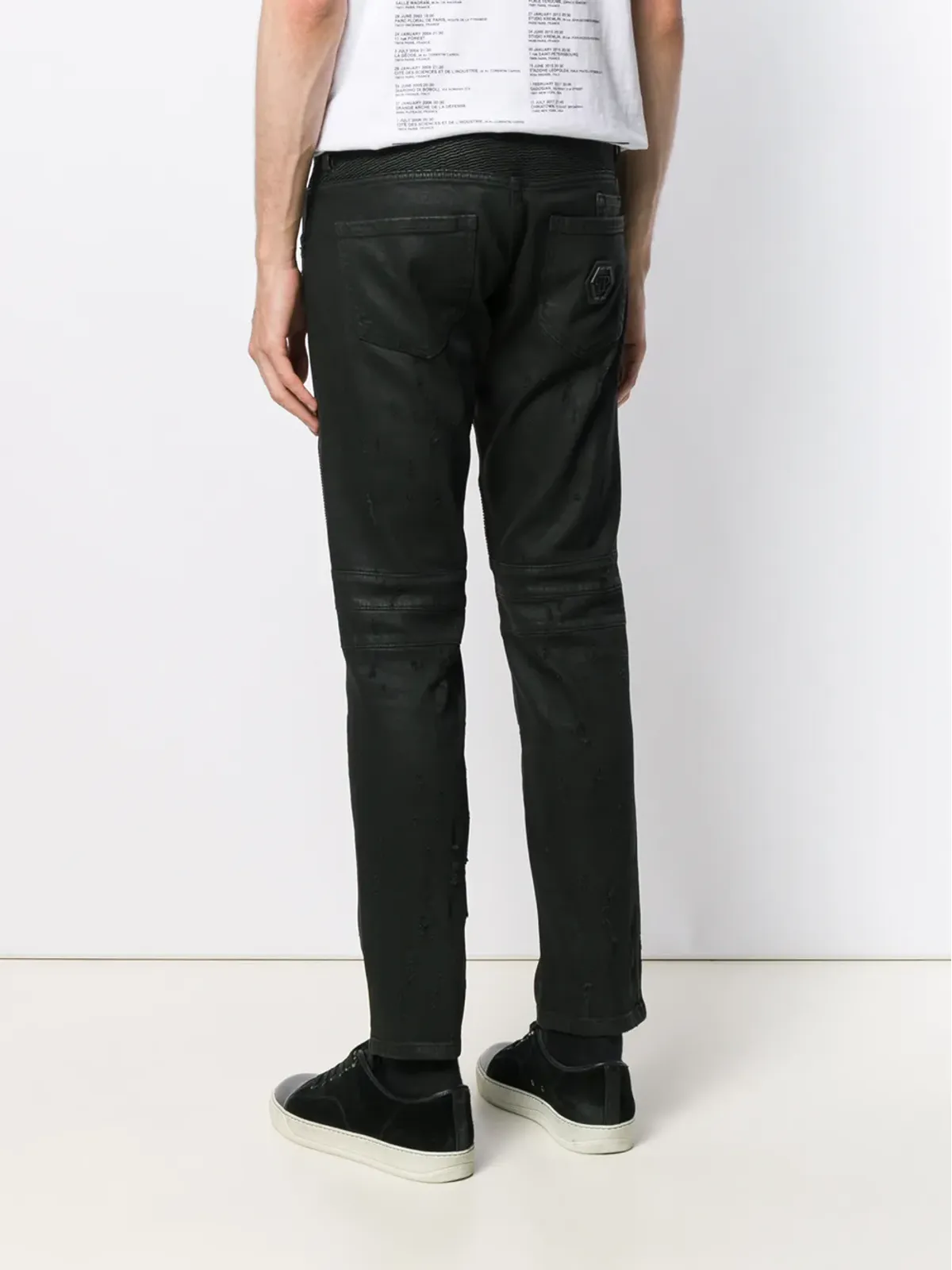 Philipp Plein フィットしたバイカージーンズ - 画像4