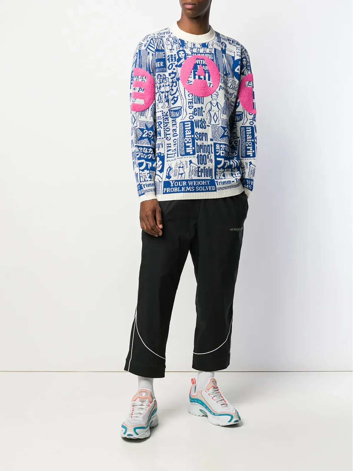 Walter Van Beirendonck ビンテージ 1991/92's The Bigger The Better インターシャ ジャンパー - ホワイト - 画像2