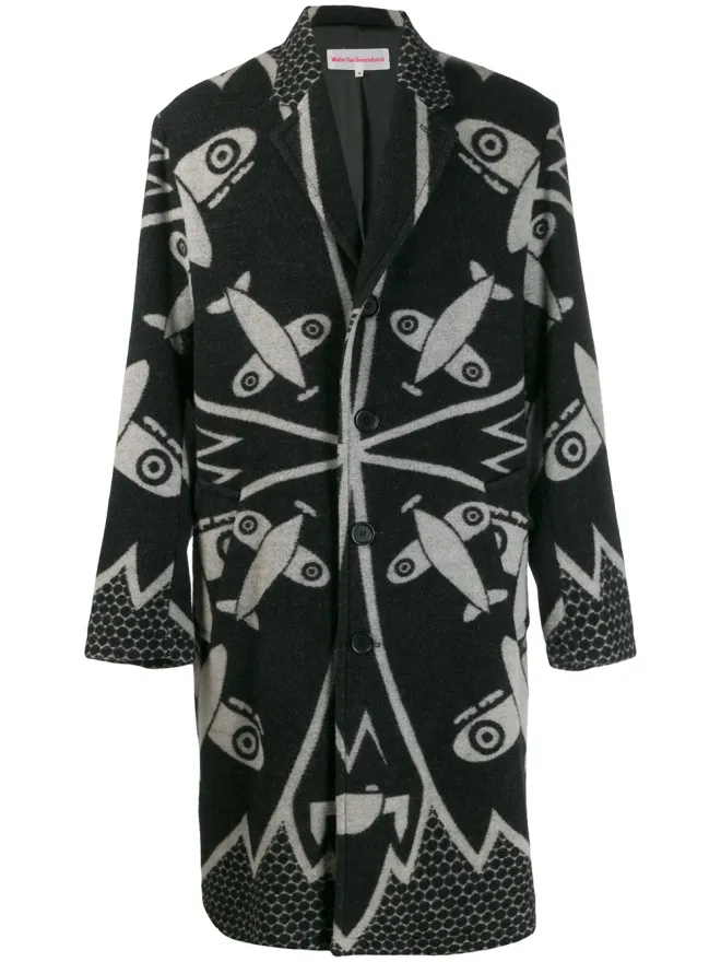 Walter Van Beirendonck Pre-Owned Walter Van Beirendonck ブラックの風変わりなミディ丈コートの商品画像