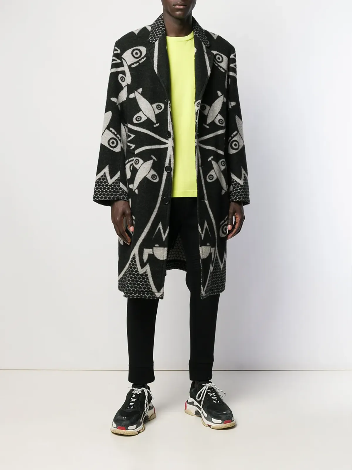 Walter Van Beirendonck ブラックの風変わりなミディ丈コート - 画像2