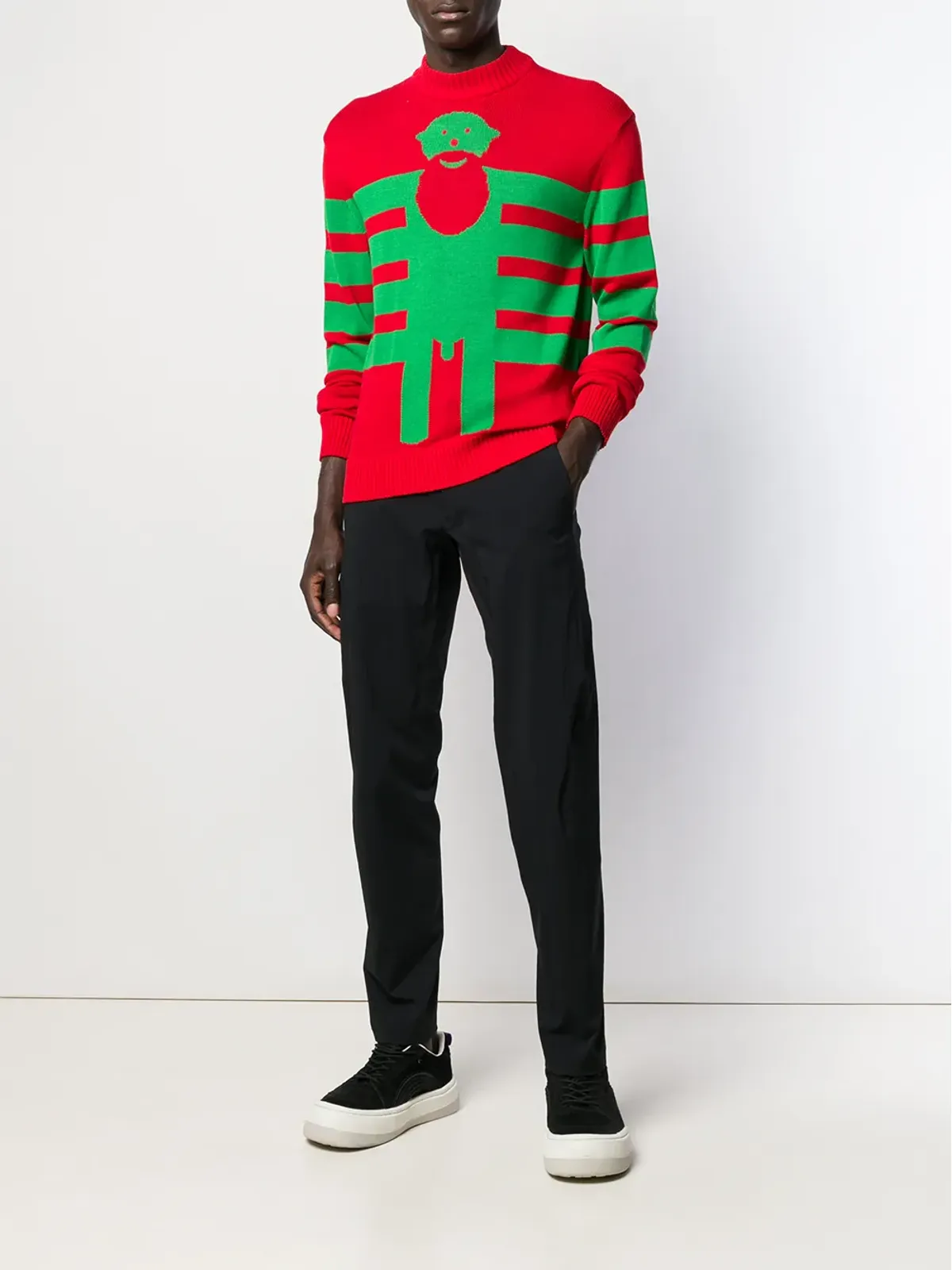 Walter Van Beirendonck ビンテージ イントアルシアニット ジャンパー レッド - 画像2