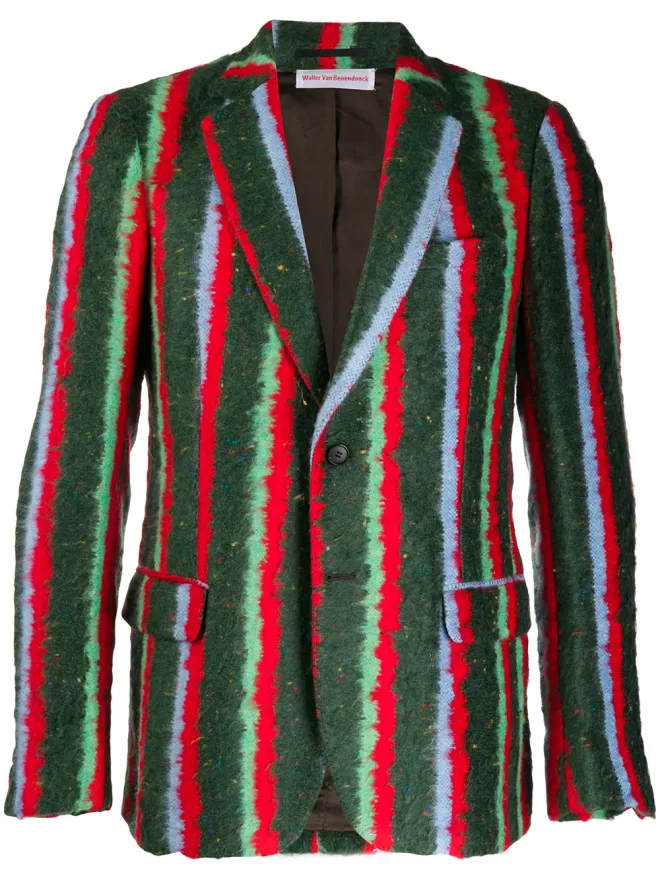 Walter Van Beirendonck Pre-Owned Walter Van Beirendonck ビンテージ クロスド・クロコダイル グロウル ストライプ ブレザーの商品画像