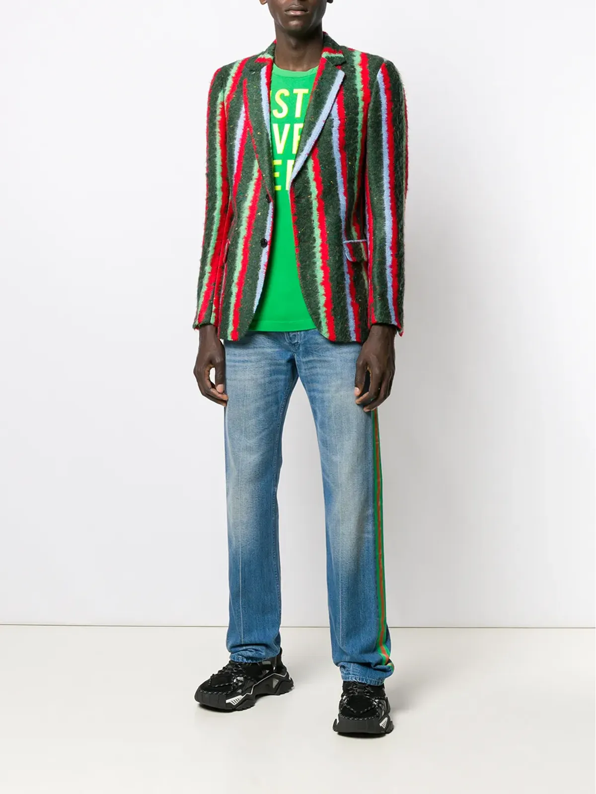 Walter Van Beirendonck ビンテージ クロスド・クロコダイル グロウル ストライプ ブレザー - 画像2