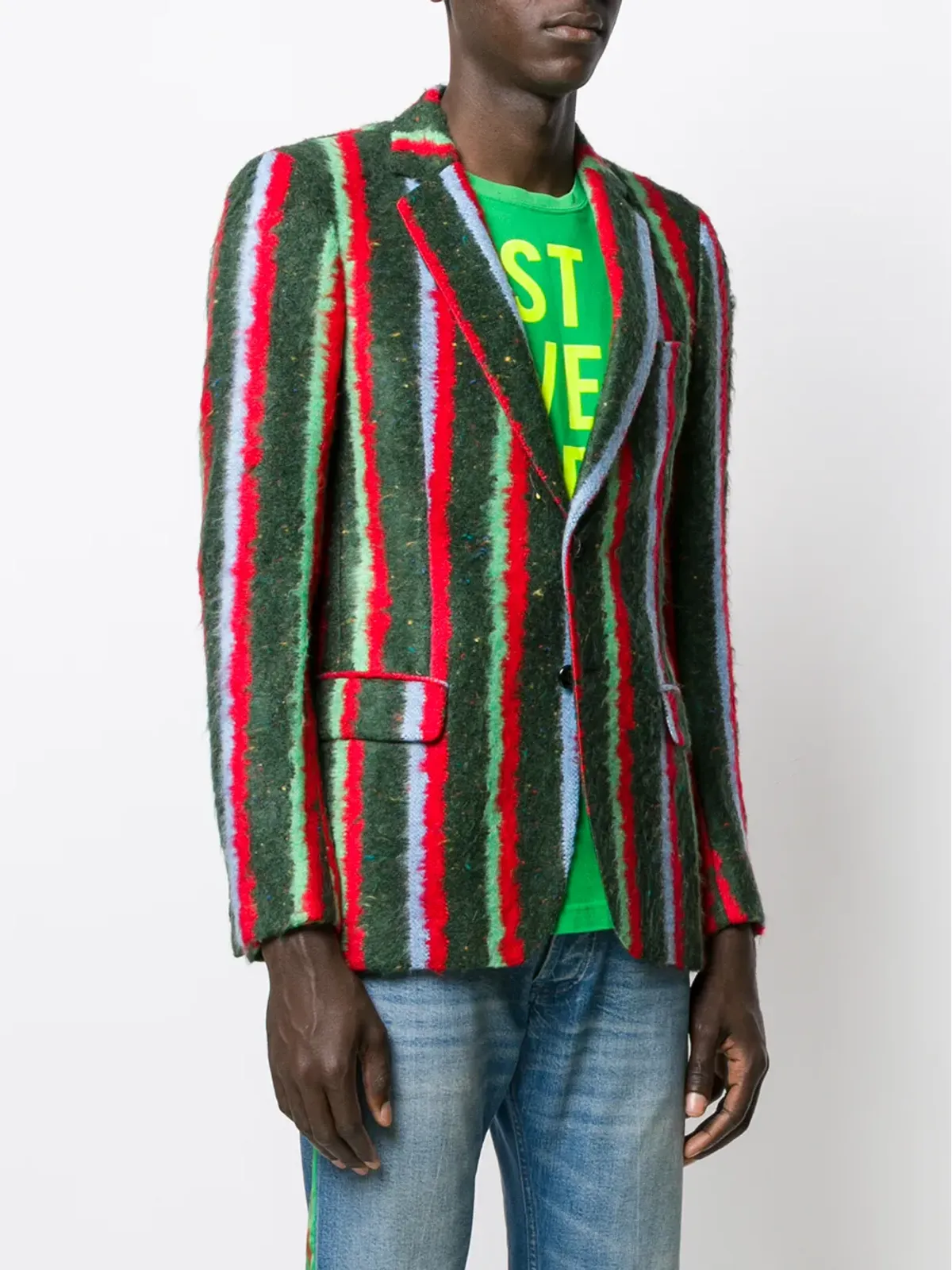 Walter Van Beirendonck ビンテージ クロスド・クロコダイル グロウル ストライプ ブレザー - 画像3