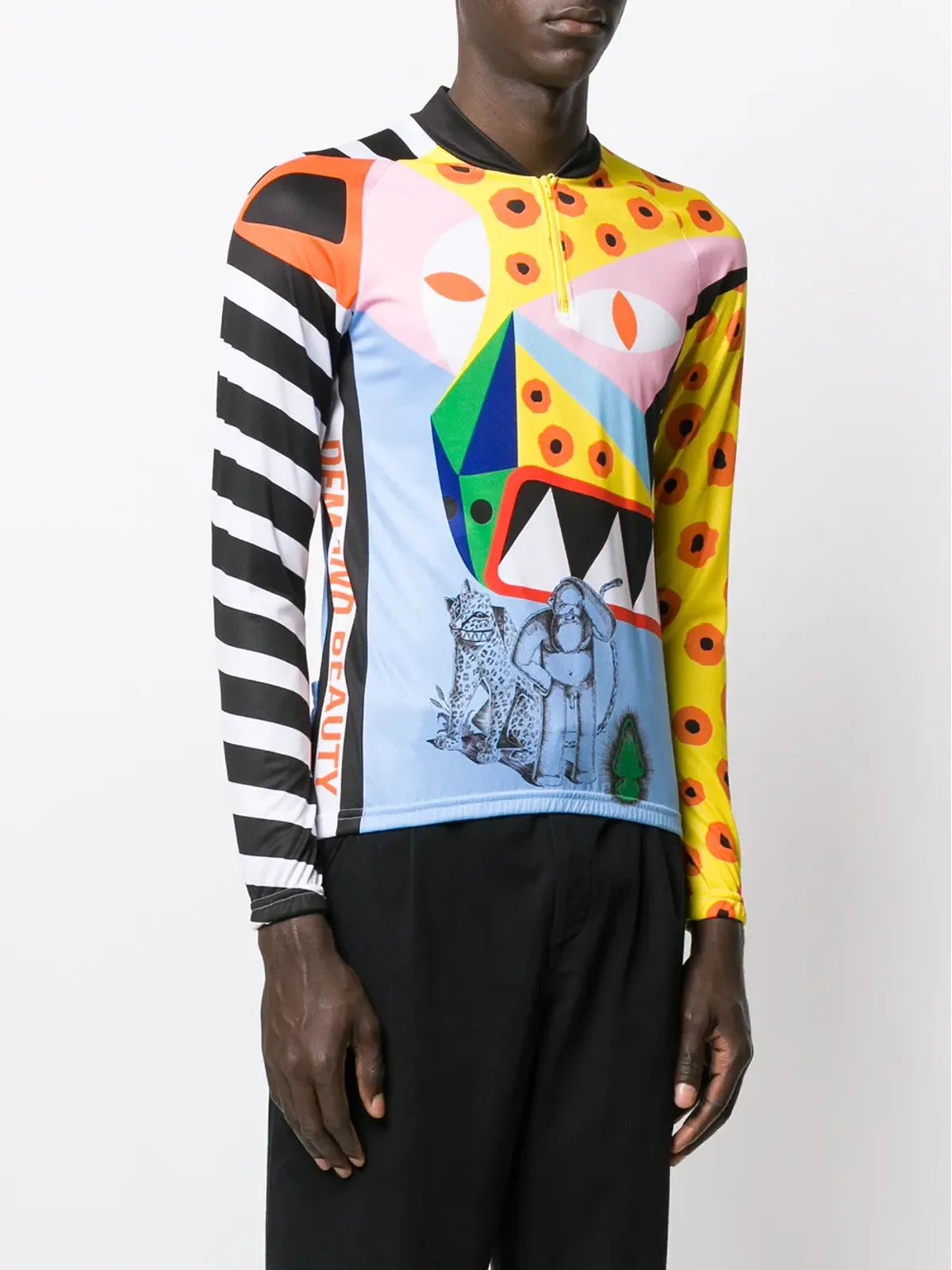 Walter Van Beirendonck Explicit Beauty サイクリング長袖Tシャツ イエロー - 画像3
