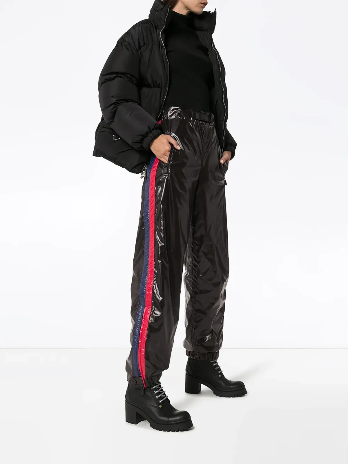 Moncler Grenoble サイドストライプ ナイロンパンツ ブラック - 画像2
