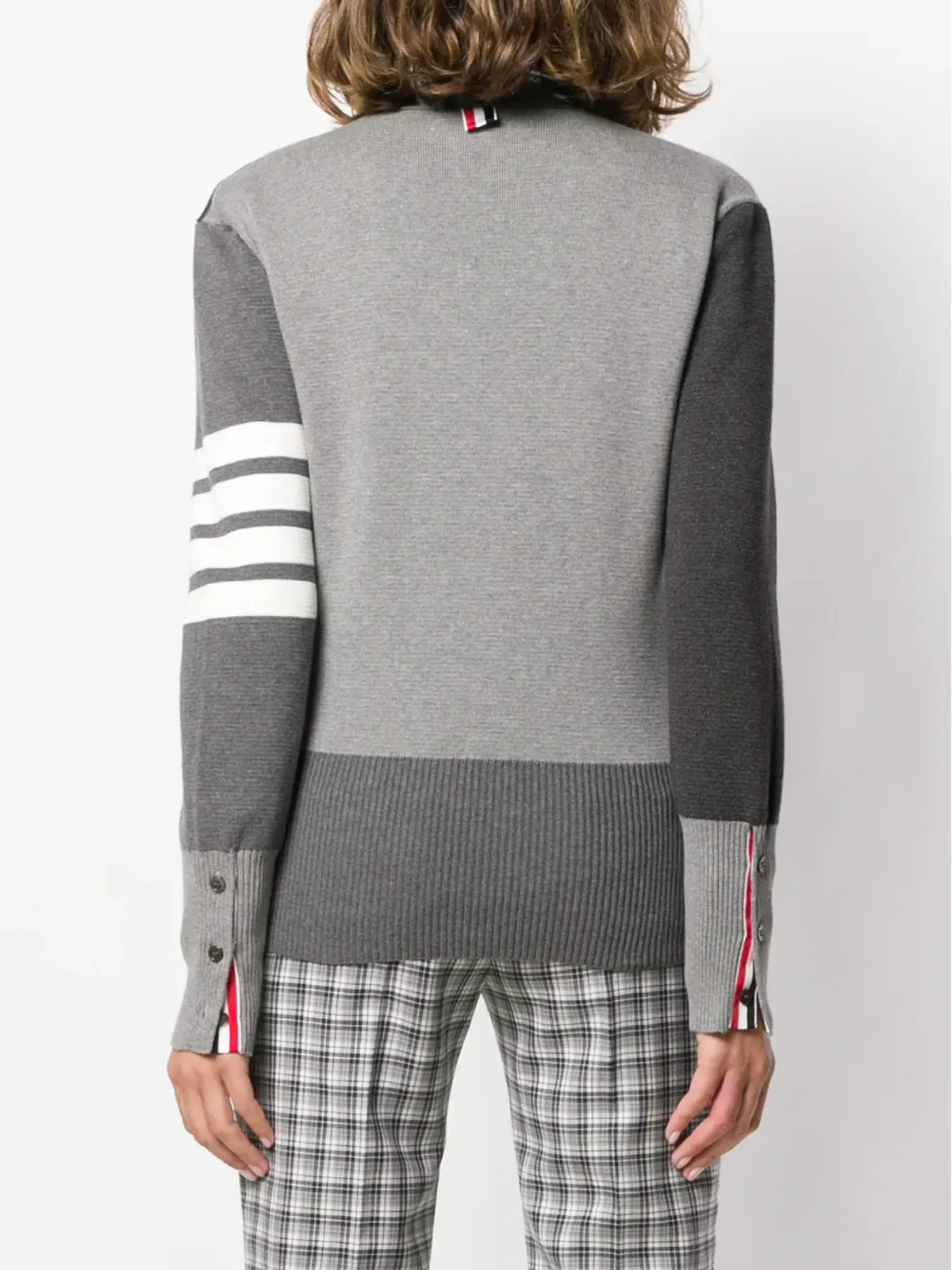 Thom Browne ファンミックス4バーVネックカーディガン - 画像4