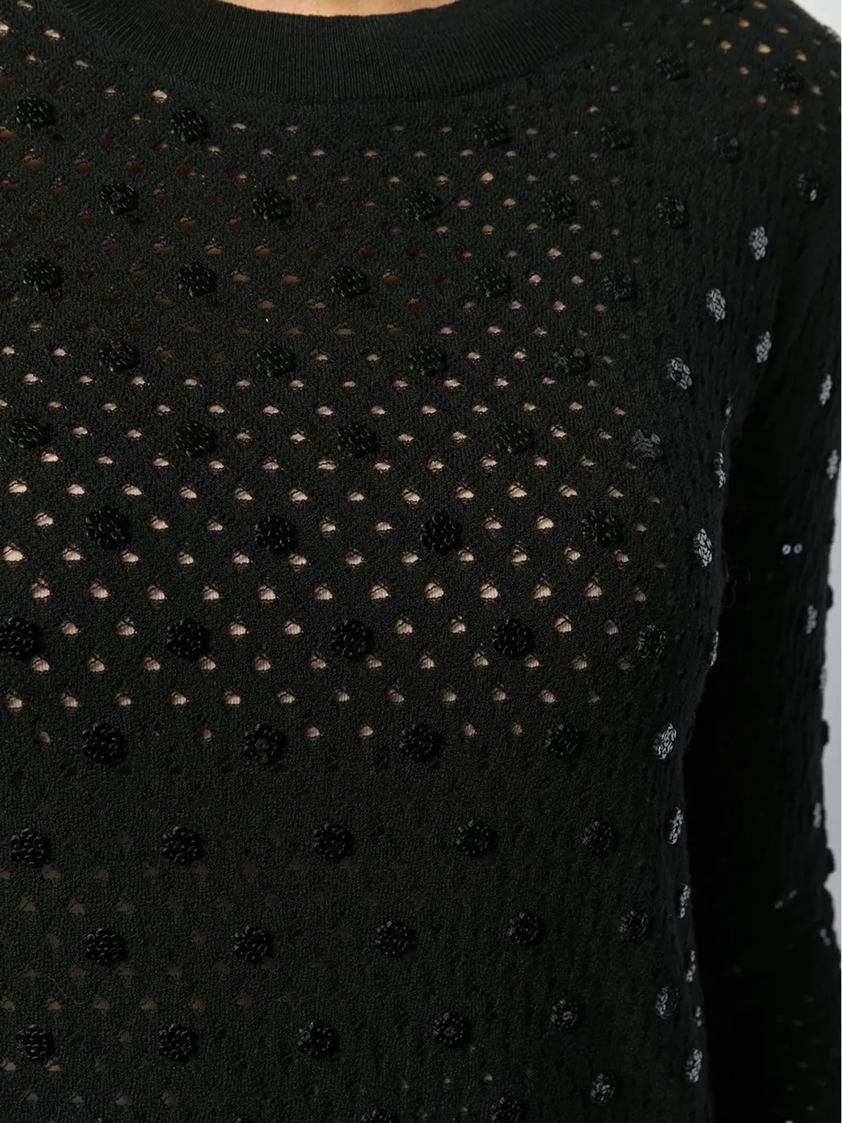 Louis Vuitton Pre-Owned オープンニット・スパンコールディテール ジャンパー - ブラック - 画像5
