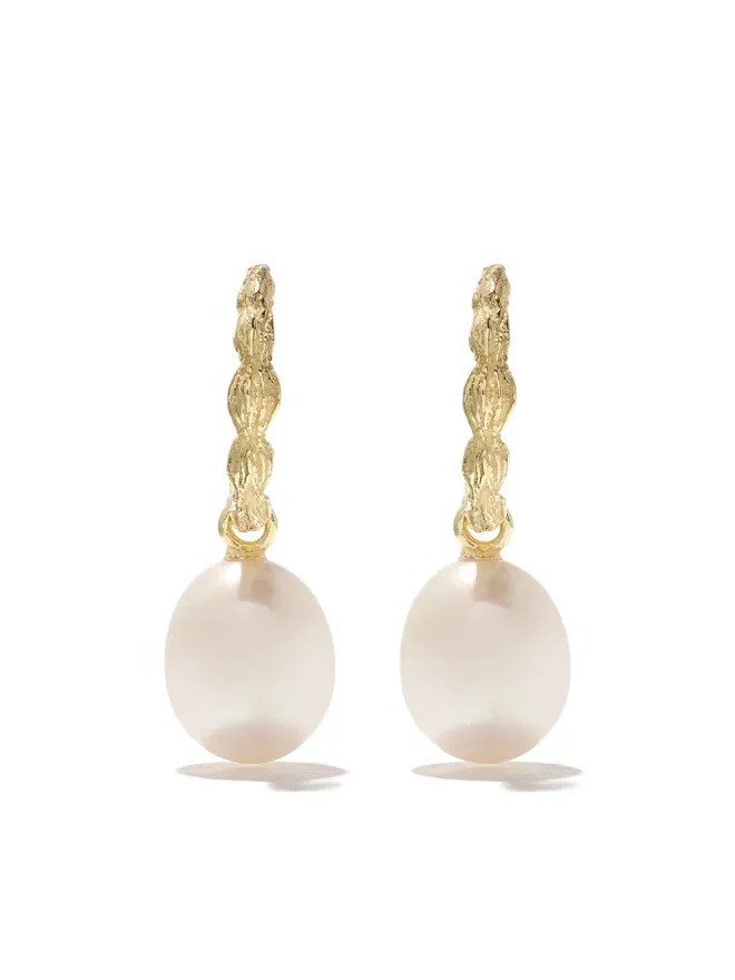 Wouters & Hendrix Gold Wouters & Hendrix Gold 18kt Yellow Gold Organic Pearl hoops オーガニックパール フープ ピアスの商品画像