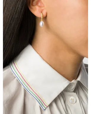 Wouters & Hendrix Gold 18kt Yellow Gold Organic Pearl hoops オーガニックパール フープ ピアス - サムネイル2