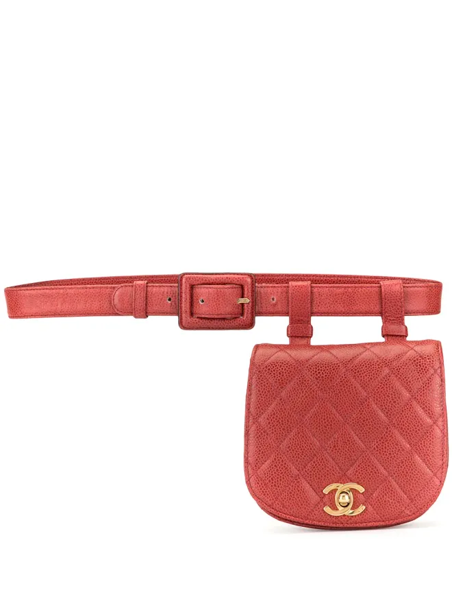 CHANEL Pre-Owned CHANEL Pre-Owned 1990年代 ダイヤモンドキルティング CC ベルトバッグ - レッドの商品画像