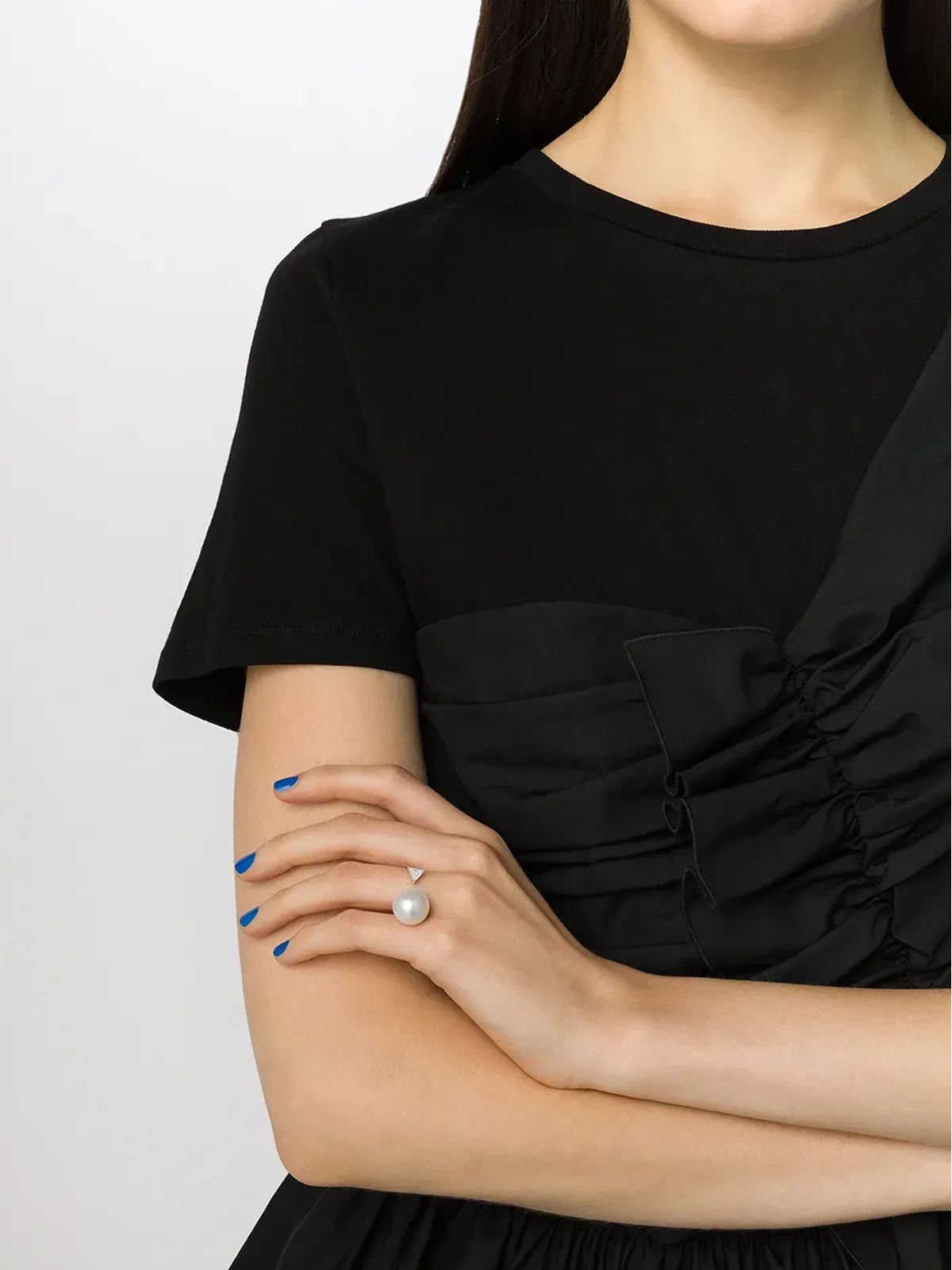 Delfina Delettrez 18ktホワイトゴールド パール＆トライアングルダイヤモンドリング - 画像2