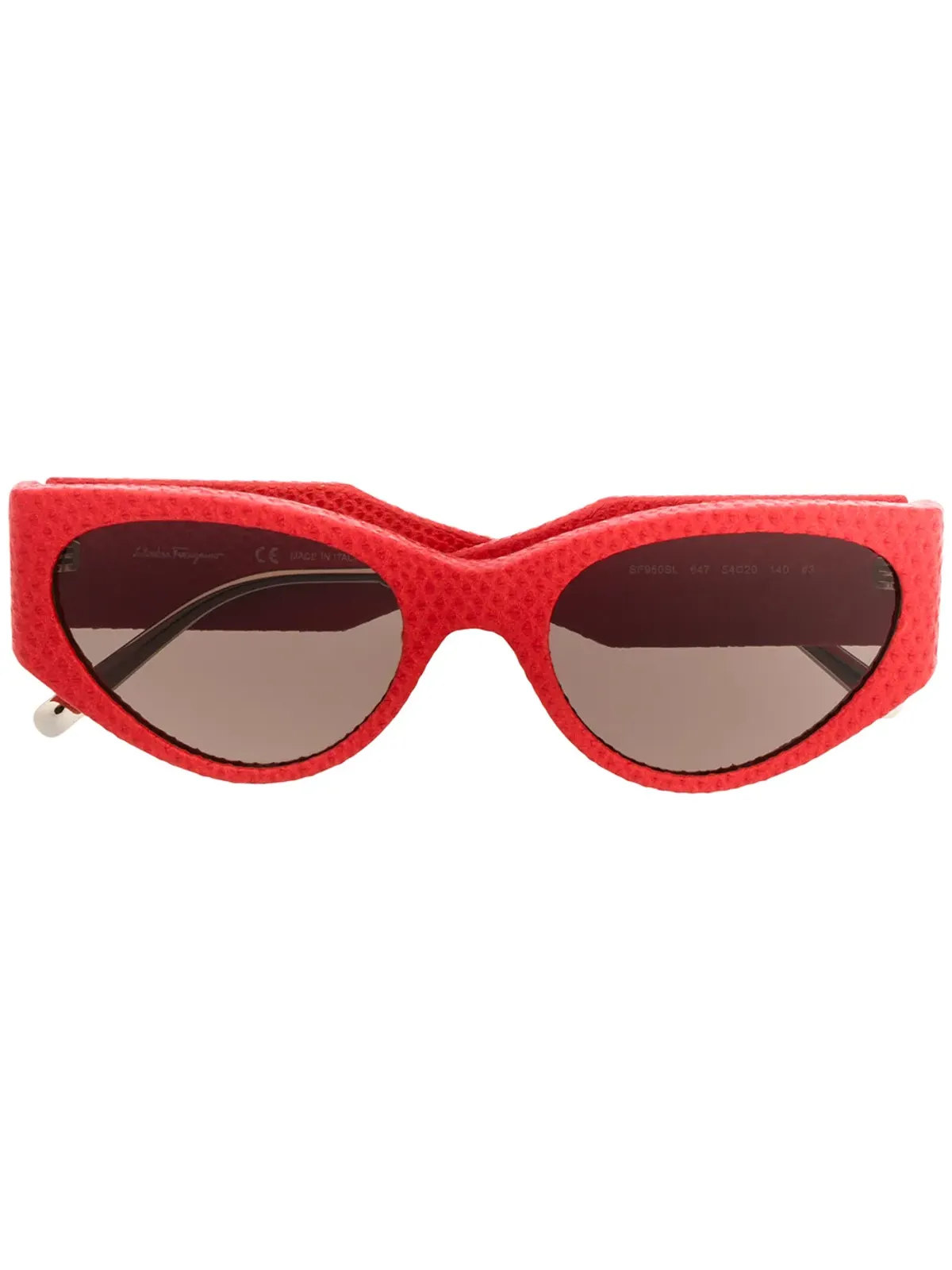 Ferragamo Eyewear レザーオーバーサイズサングラス レッド - 画像1