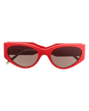Ferragamo Eyewear レザーオーバーサイズサングラス レッド - サムネイル1