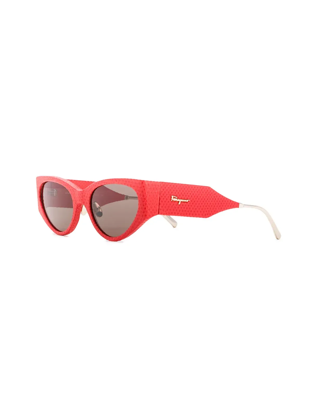 Ferragamo Eyewear レザーオーバーサイズサングラス レッド - 画像2